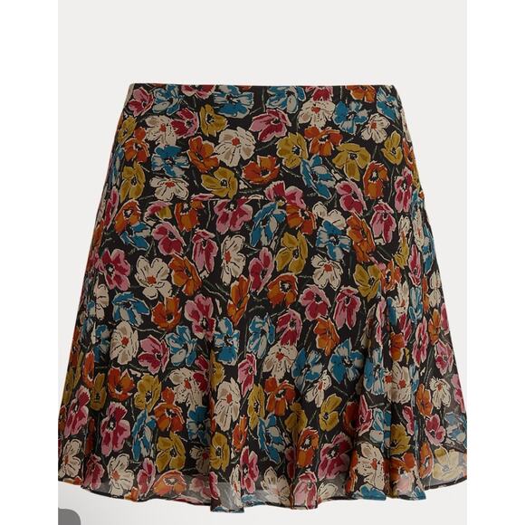 NWT Lauren Ralph Lauren Floral Crinkle Georgette skirt size 4P Romantic Feminine - Picture 3 of 14